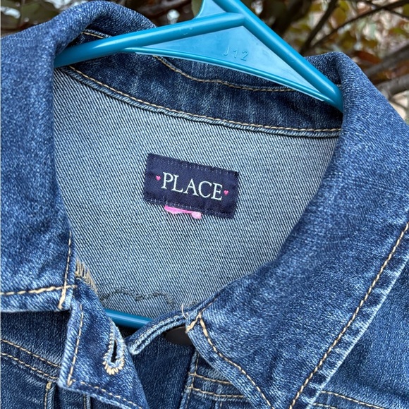 Upcycled with Fabric Hearts 💕 Place Kids Classic Blue Jean Jacket. - Picture 5 of 6
